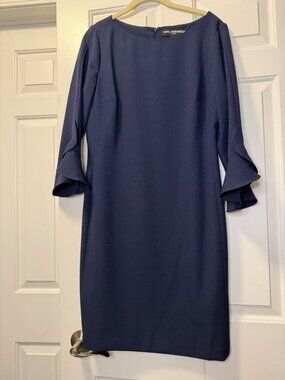 Karl Lagerfeld Paris Navy Ruffle-Cuff Sheath Dress Size 10